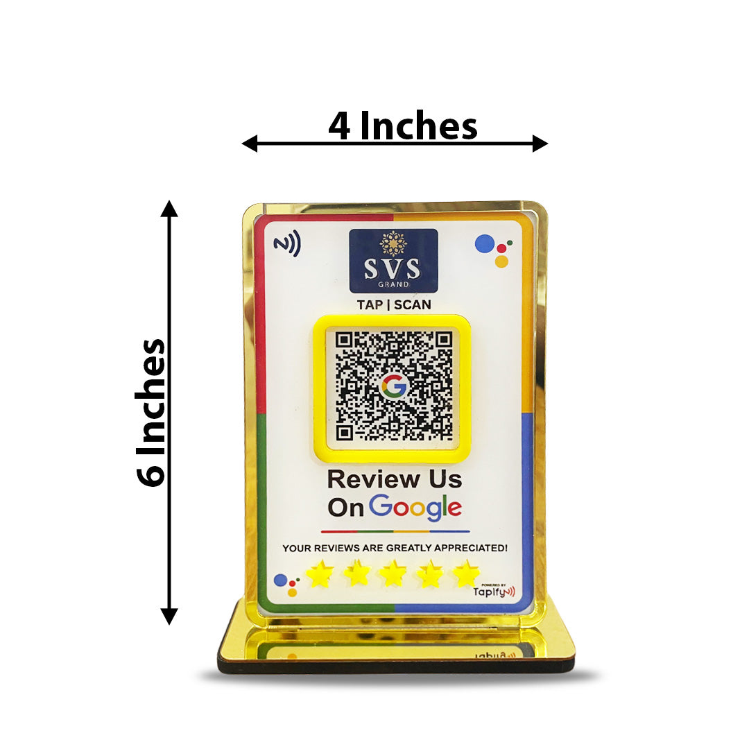Premium Smart NFC 1 QR Table Top Standee - Google Review Theme