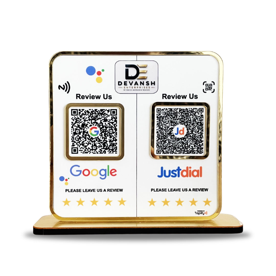 Premium Smart NFC 2-in-1 Table Top Standee - Google Review, Justdial