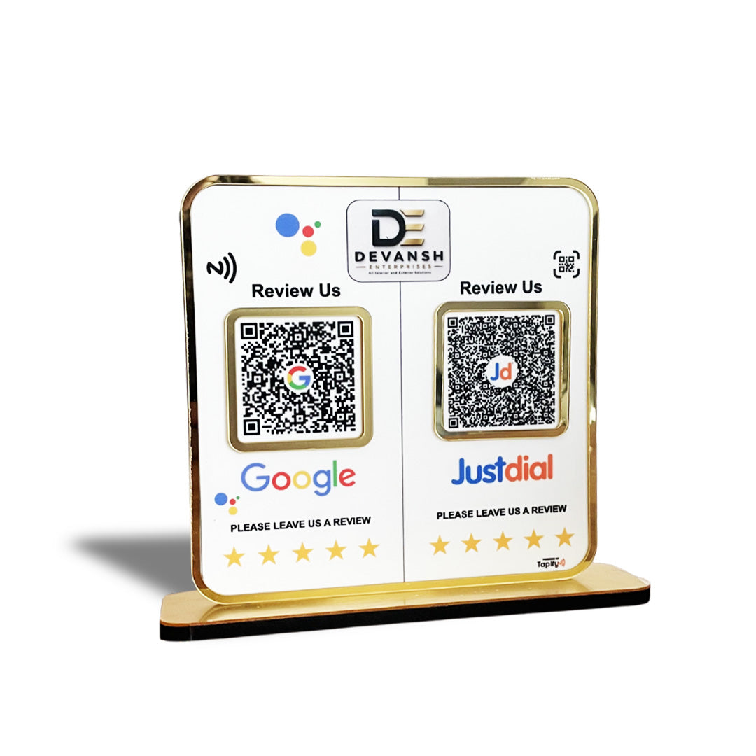 Premium Smart NFC 2-in-1 Table Top Standee - Google Review, Justdial