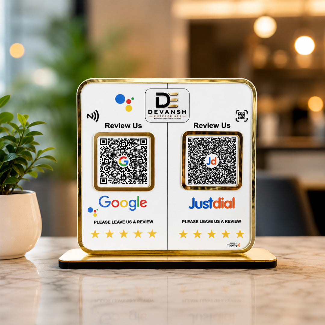 Premium Smart NFC 2-in-1 Table Top Standee - Google Review, Justdial