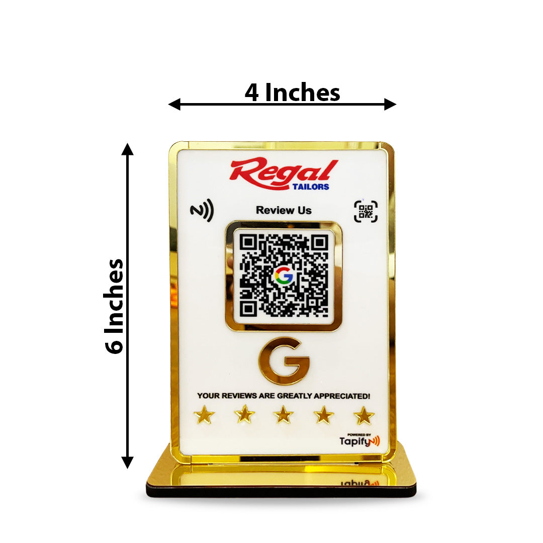 Premium Smart NFC 1 QR Table Top Standee - White Colour