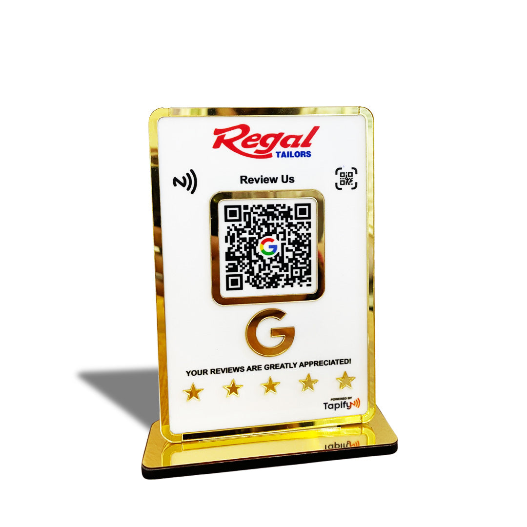 Premium Smart NFC 1 QR Table Top Standee - White Colour