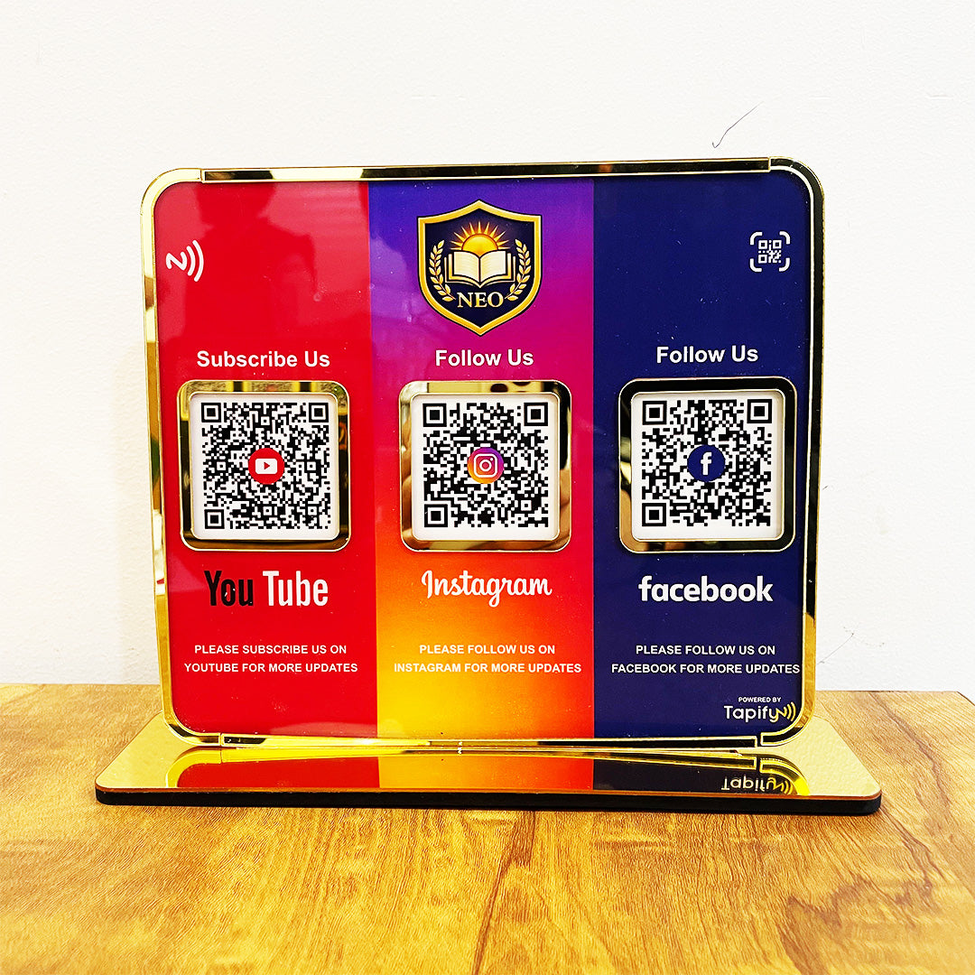 Premium Smart NFC 3-in-1 Table Top Standee - Theme Edition - Youtube, Instagram, Facebook