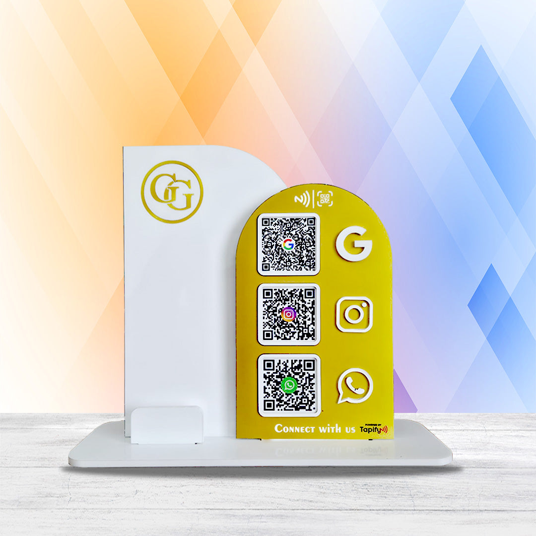 Premium Arch Shaped Smart NFC 3-in-1 in Cutout ( With card Holder ) - Yellow Colour