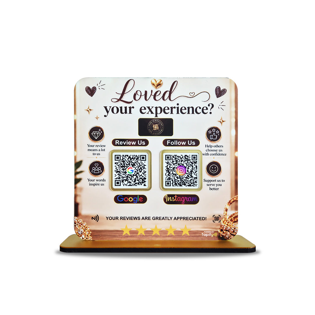 Smart NFC 2-in-1 Table Top Standee - Jewellery Background Edition