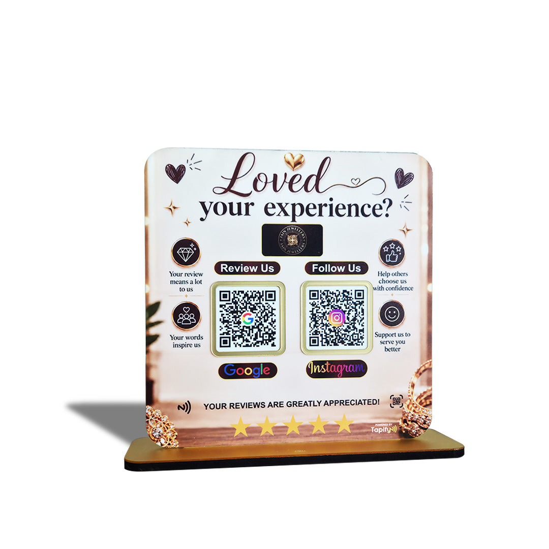 Smart NFC 2-in-1 Table Top Standee - Jewellery Background Edition