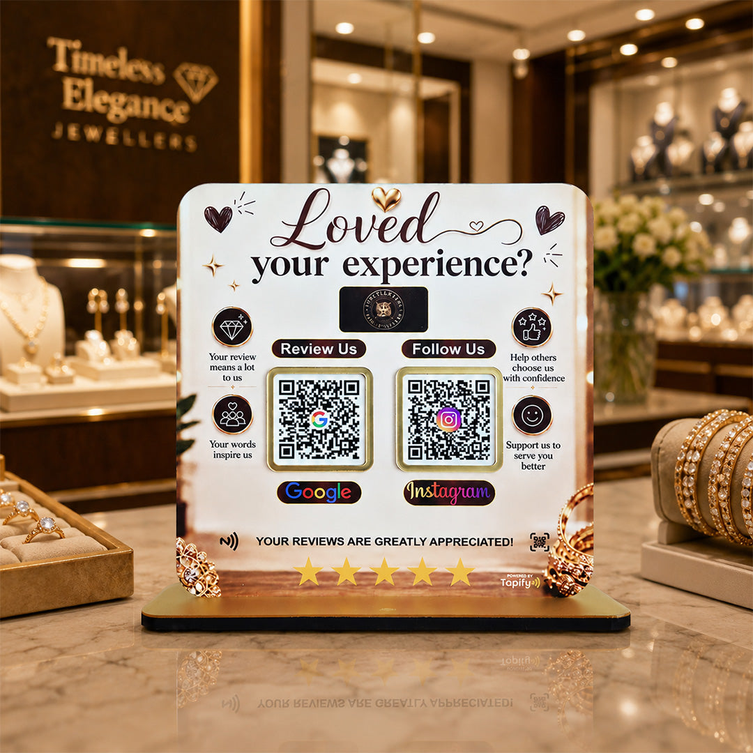 Smart NFC 2-in-1 Table Top Standee - Jewellery Background Edition