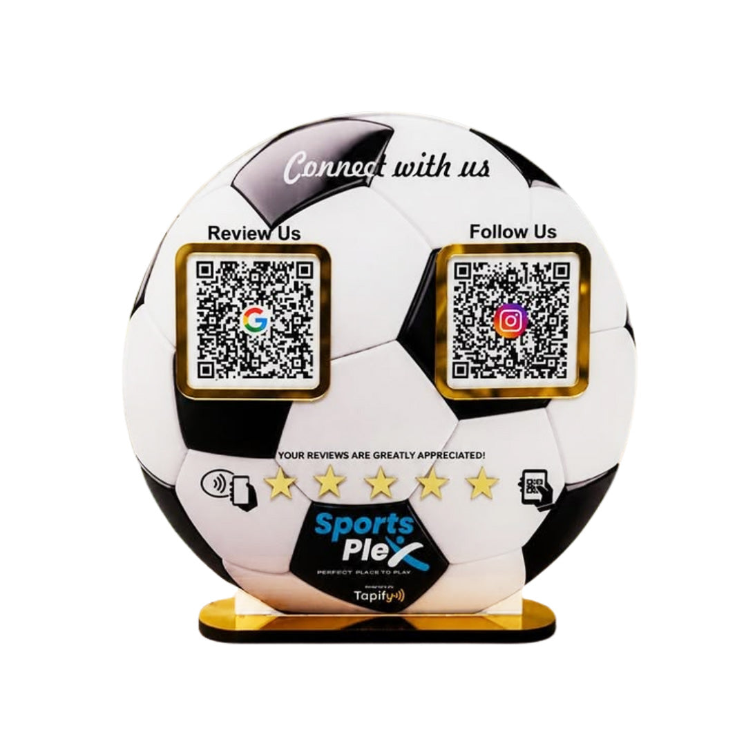 Football Shaped Smart NFC 2 QR Standee - For Sports Club & Academy