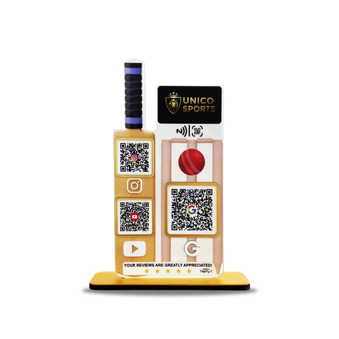 Cricket bat & Stump Shaped 3 in 1 Smart NFC Standee
