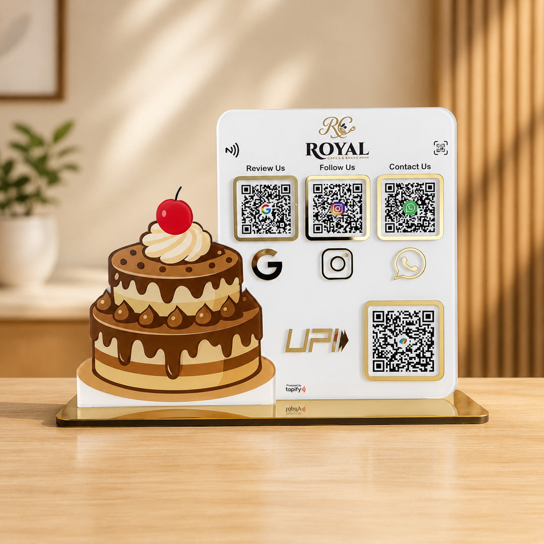 Cake Cutout Shaped Smart NFC 4-in-1 Table Top Standee