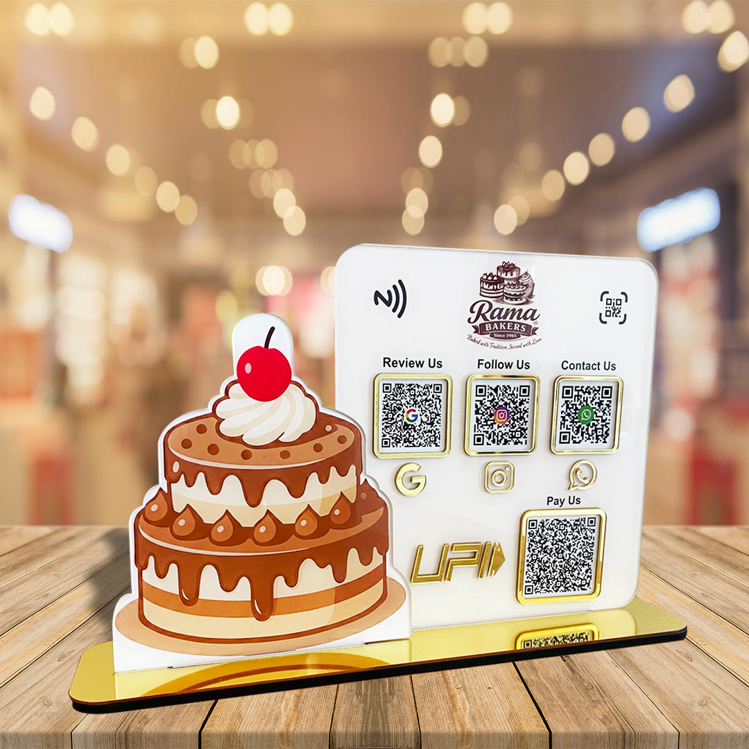 Cake Cutout Shaped Smart NFC 4-in-1 Table Top Standee