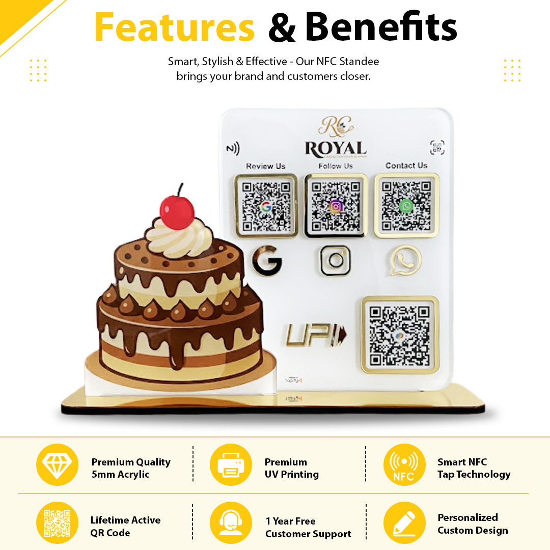 Cake Cutout Shaped Smart NFC 4-in-1 Table Top Standee