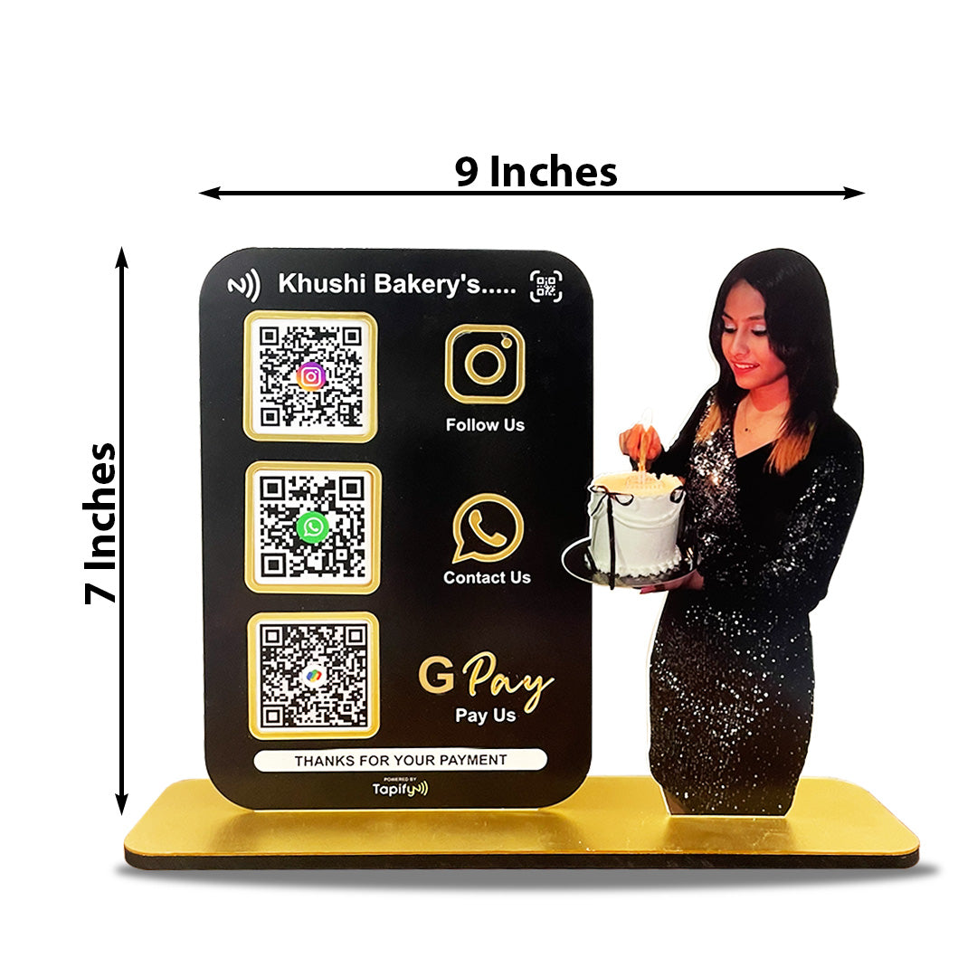 Your Custom Cutout Smart NFC 3QR Standee - For Bakery