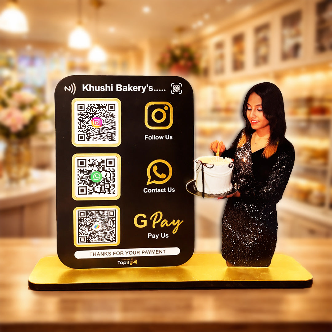 Your Custom Cutout Smart NFC 3QR Standee - For Bakery