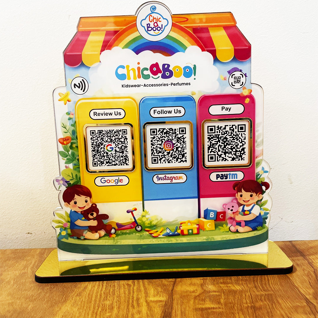Kidswear Edition - Smart NFC 3-in-1 Table top Standee - For Kidswear Shop