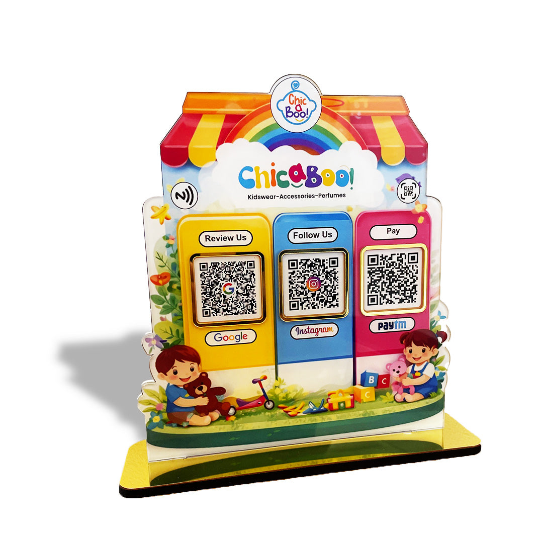 Kidswear Edition - Smart NFC 3-in-1 Table top Standee - For Kidswear Shop
