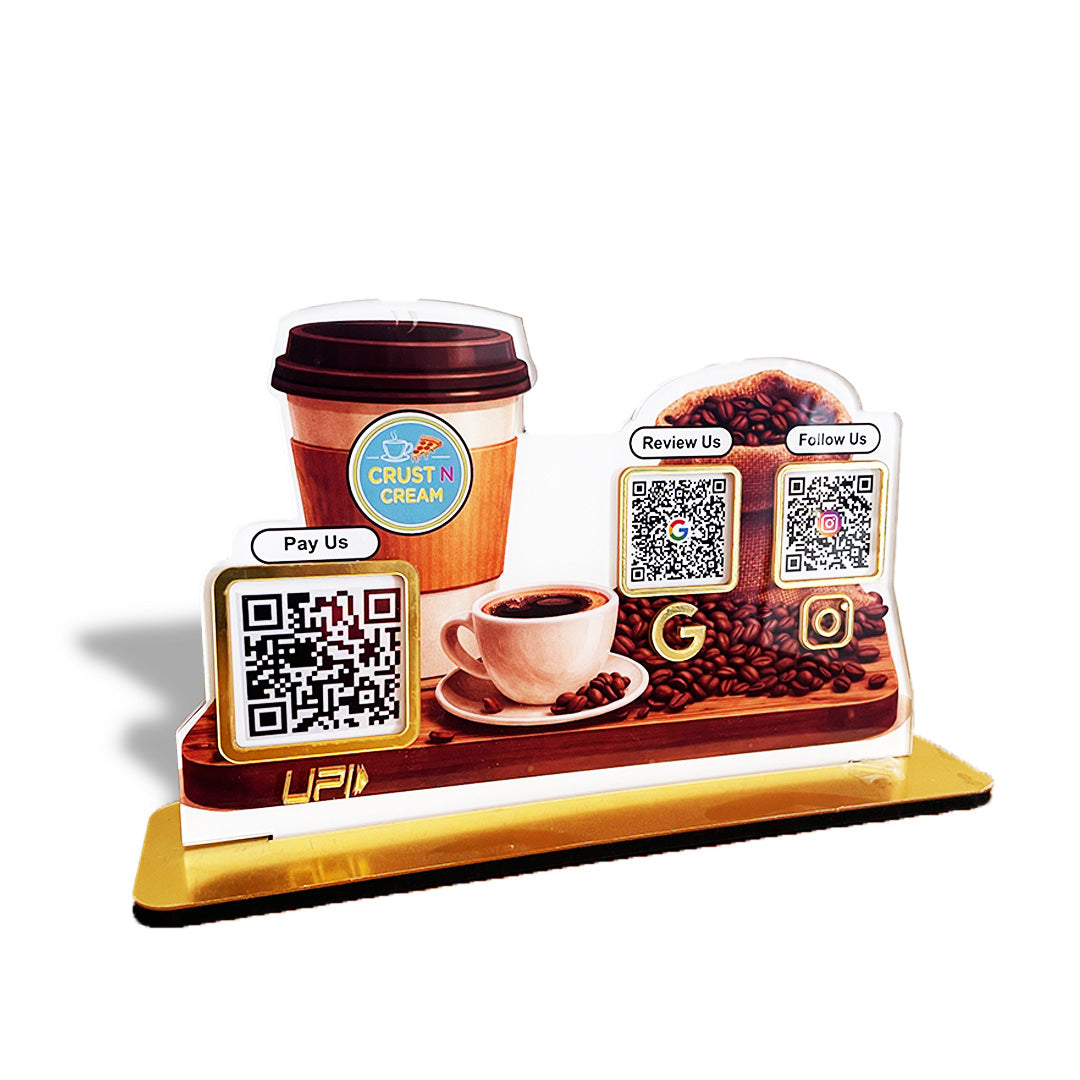 Coffee Cup & Bean Shaped - Smart NFC 3-in-1 Tabletop Standee