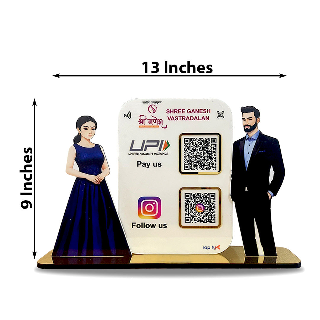 Girl & Man Cutout Smart NFC 2 in 1 Standee - For Garment Shop