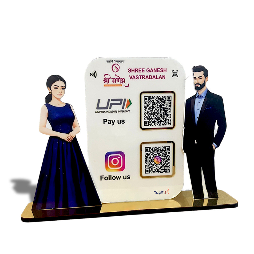 Girl & Man Cutout Smart NFC 2 in 1 Standee - For Garment Shop