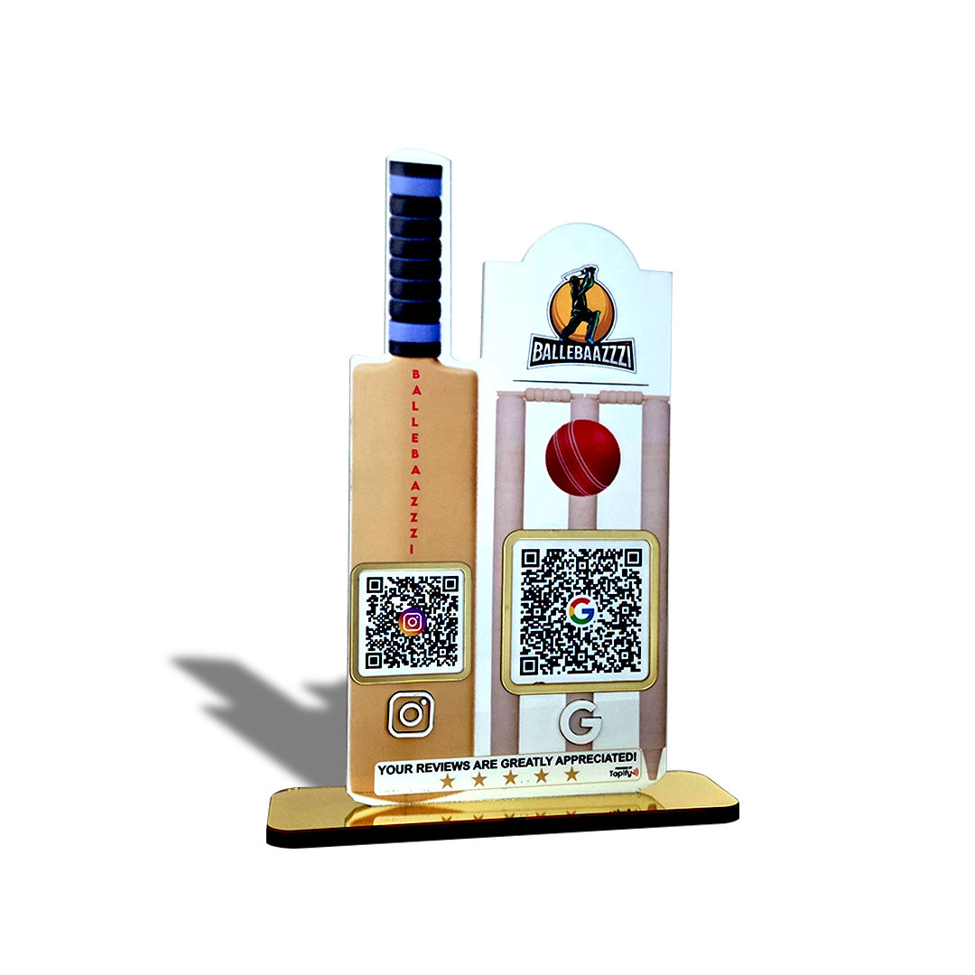 Cricket bat & Stump Shaped 2 in 1 Smart NFC Standee