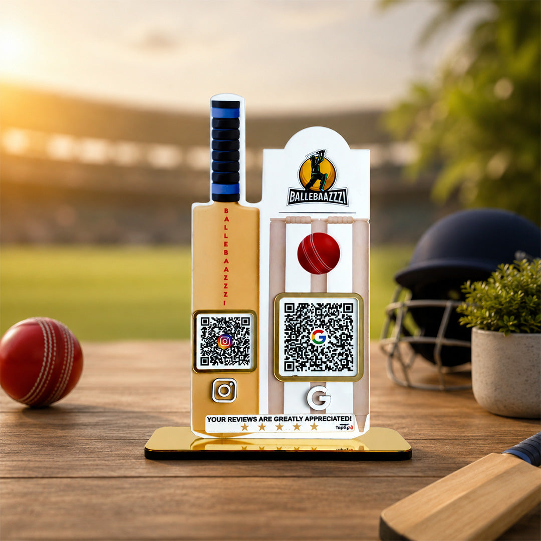 Cricket bat & Stump Shaped 2 in 1 Smart NFC Standee