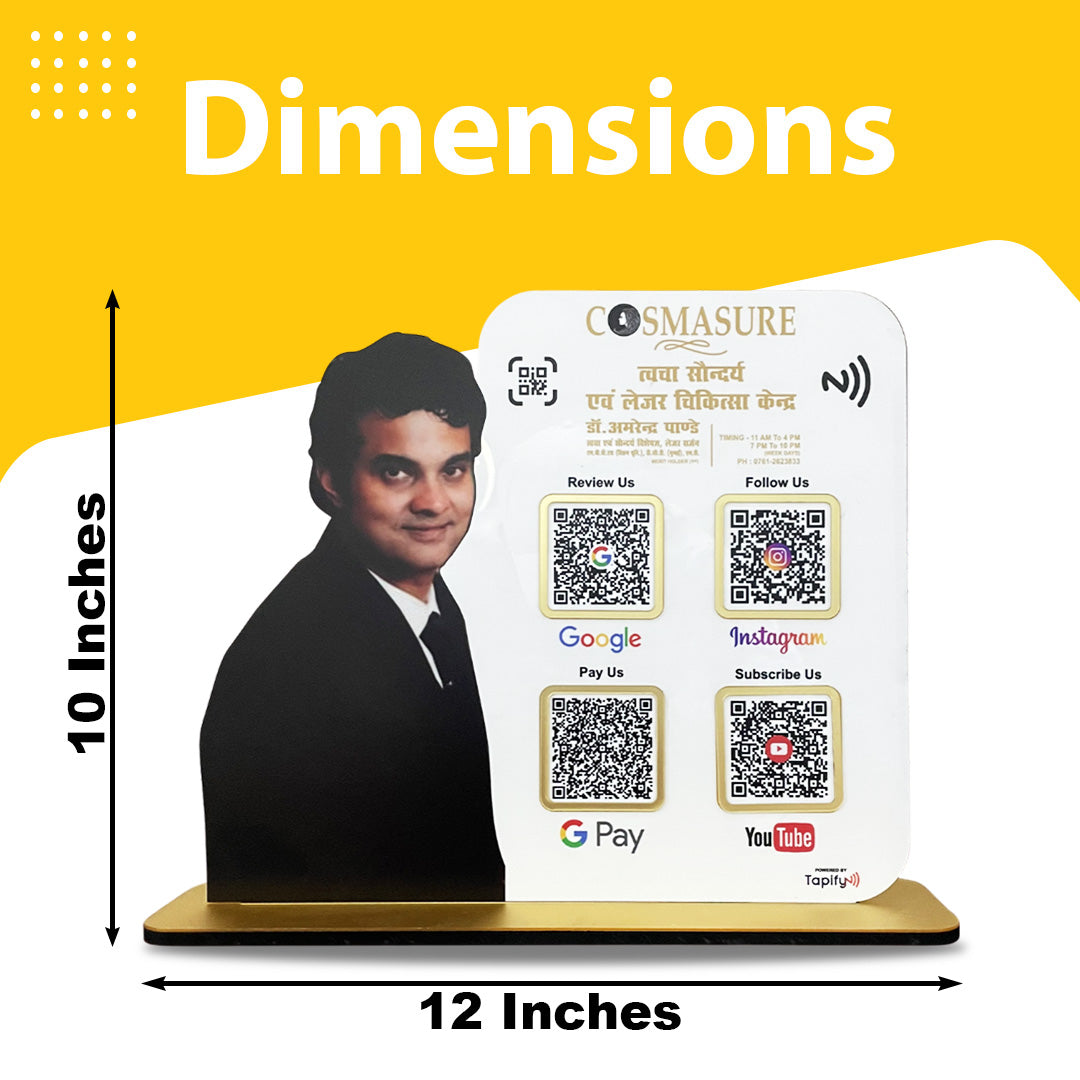 Doctor Cutout Shape - Smart NFC - 4 QR Table Top Standee - Personalized Photo