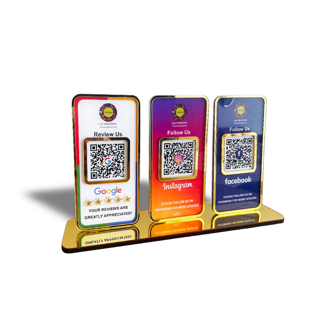 New Premium |Social Media Theme Edition | 3 in 1 Smart NFC Standee For- GR, FB, IG