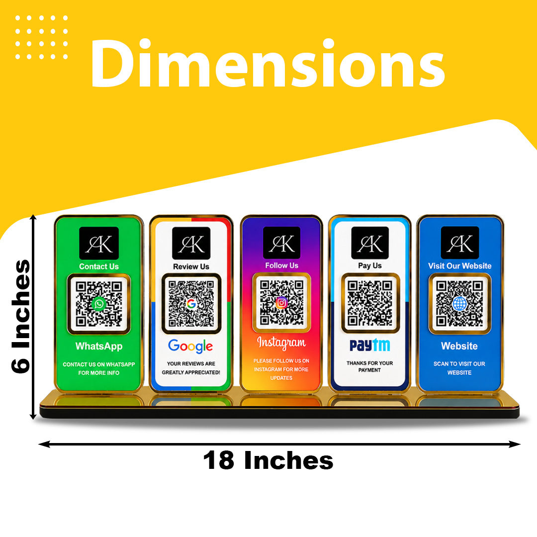 New Premium |Social Media Theme Edition | 5 in 1 Smart NFC Standee For - Whatsapp, Google, Instagram, Paytm & Website
