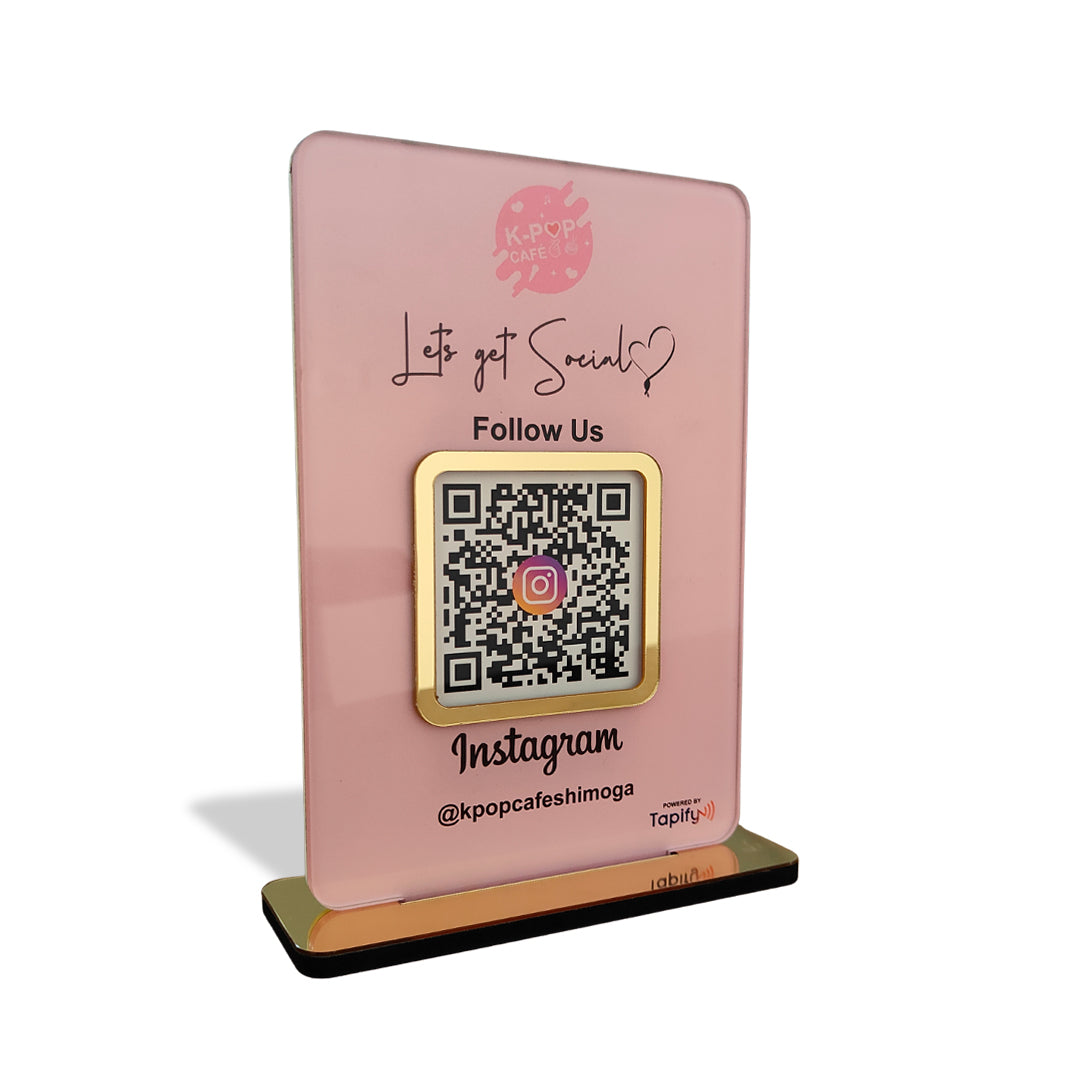 Smart NFC 1 QR Table Top Standee – Stylish Pink