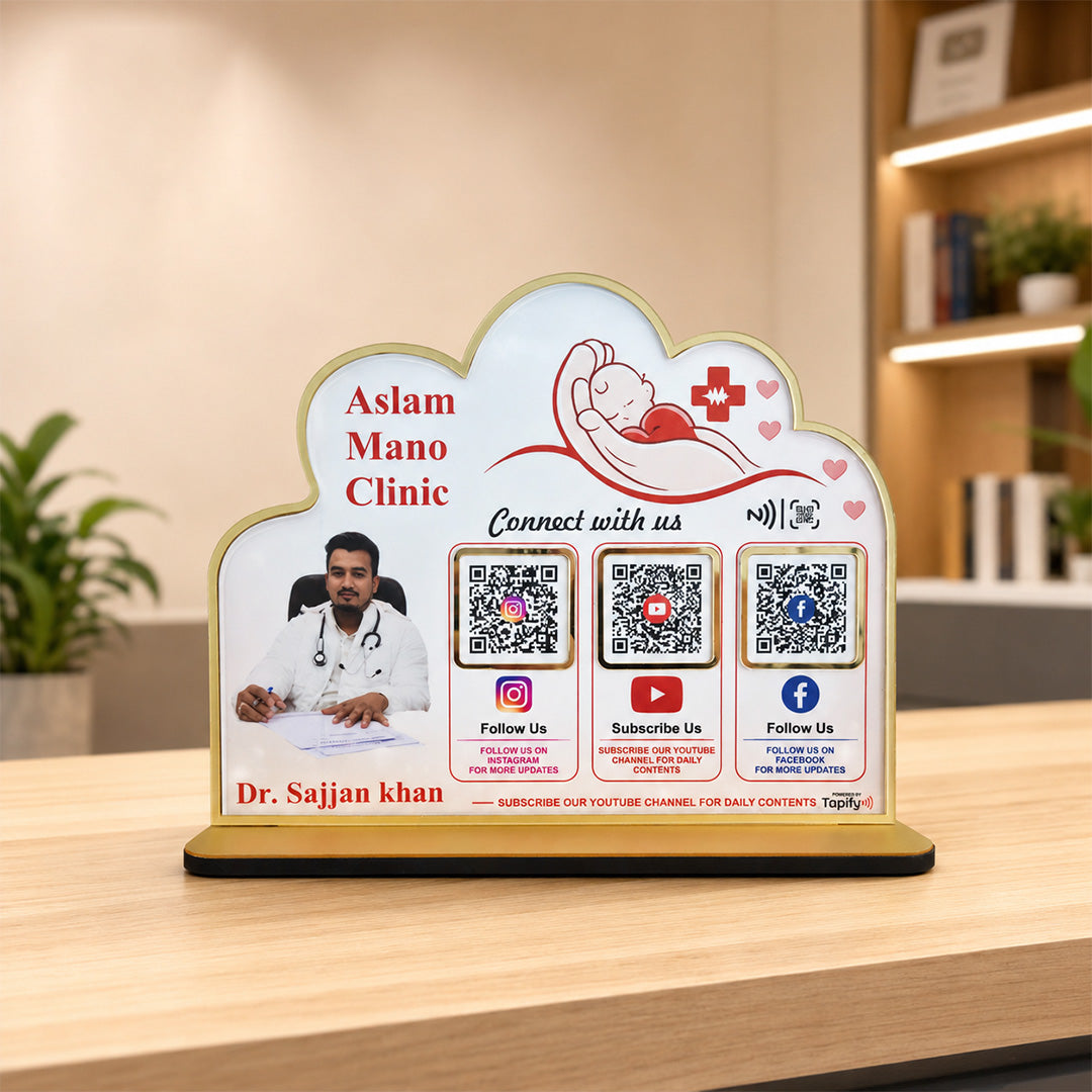 Premium Doctor Cutout Shape - 3 In 1 Table Top Smart NFC Standee - II