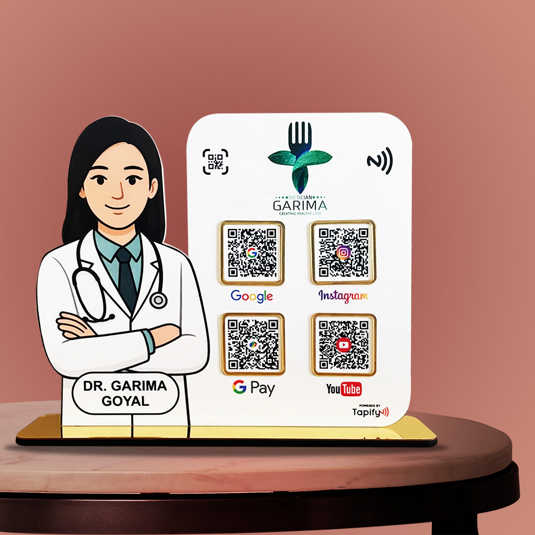 Big Size - Lady Doctor Cutout Shape - 4 QR Table Top Standee