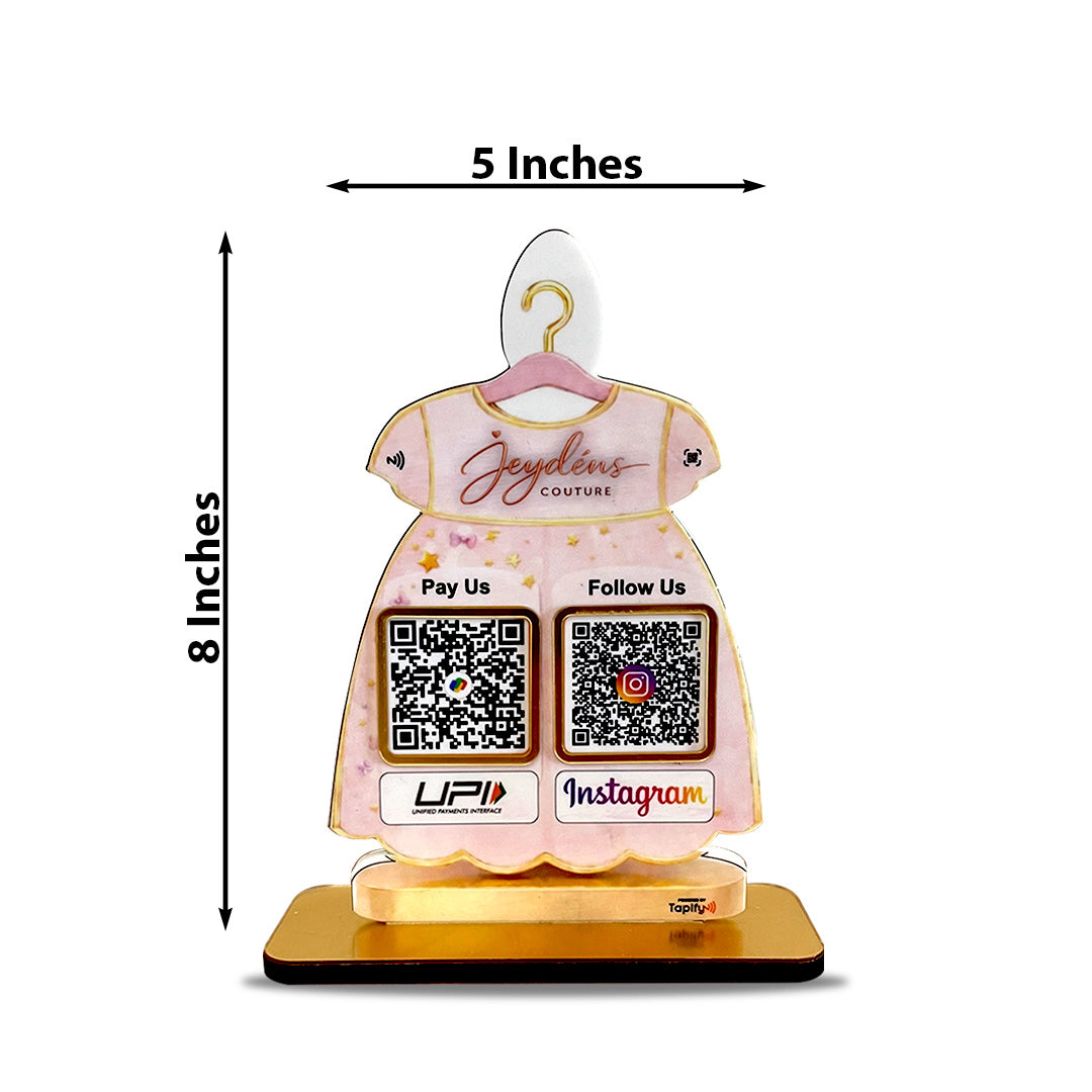 Frock Shape NFC 2-in-1 Tabletop Standee – For Kidswear