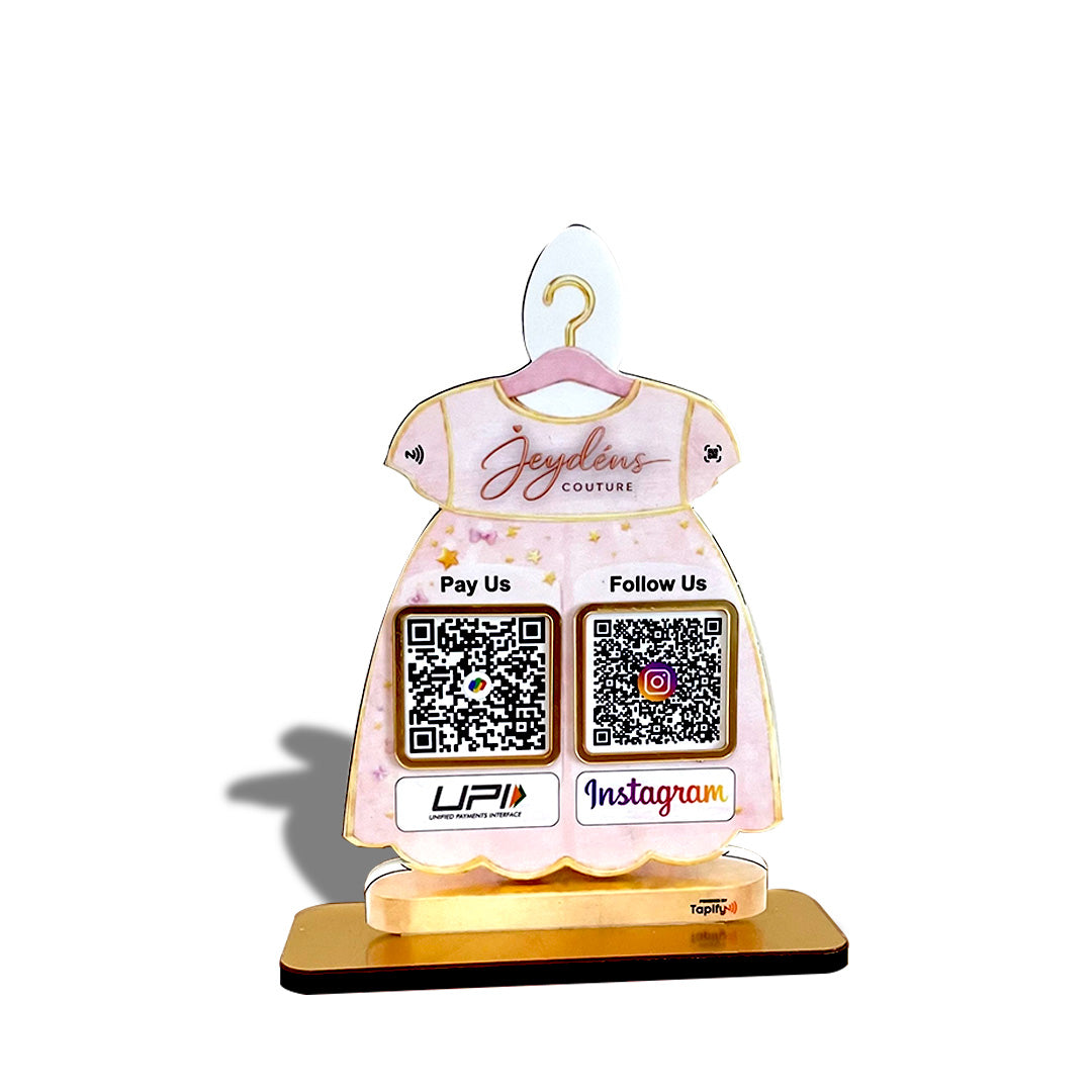 Frock Shape NFC 2-in-1 Tabletop Standee – For Kidswear