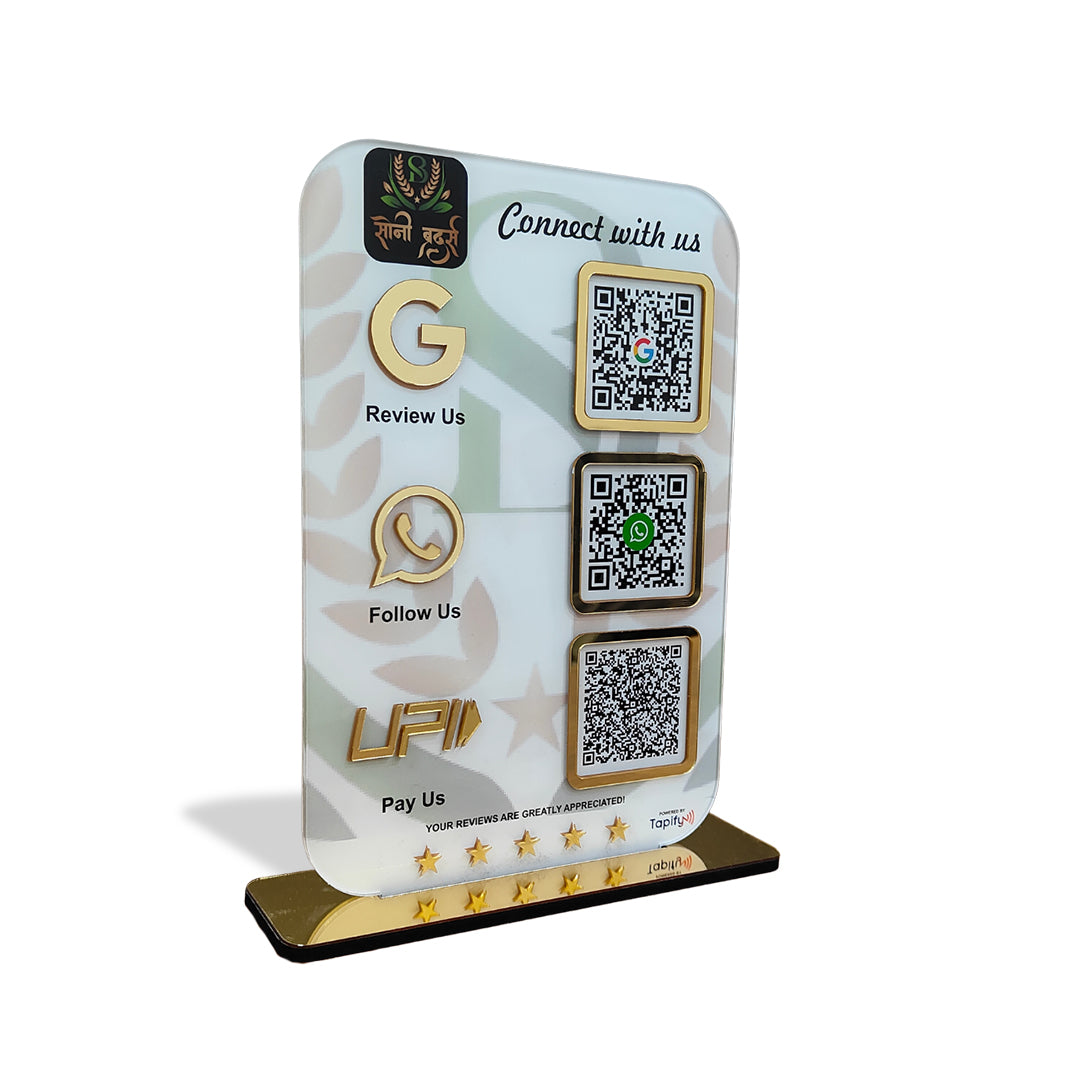 Smart NFC 3-in-1 Standee | Logo Background | Portrait Style