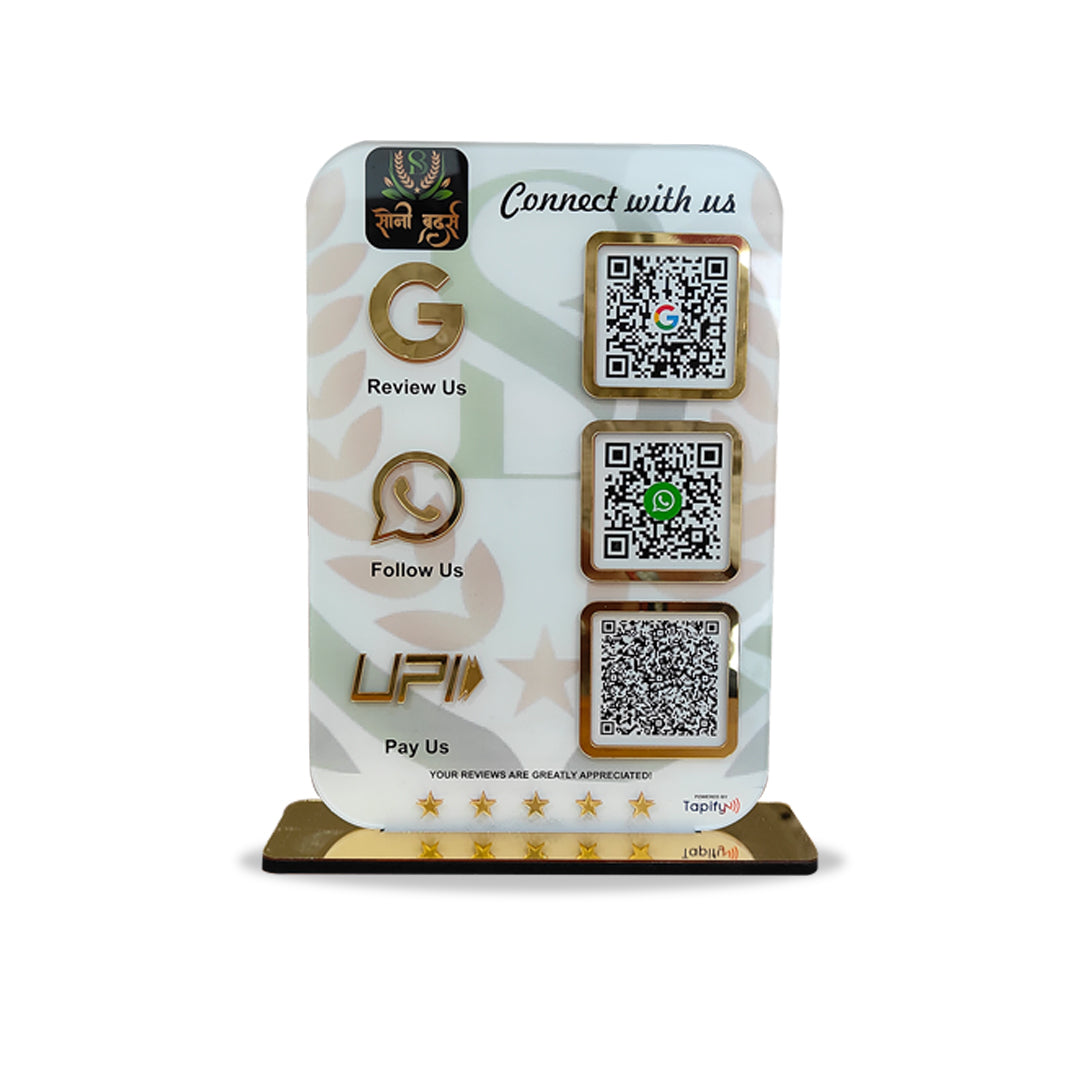 Smart NFC 3-in-1 Standee | Logo Background | Portrait Style