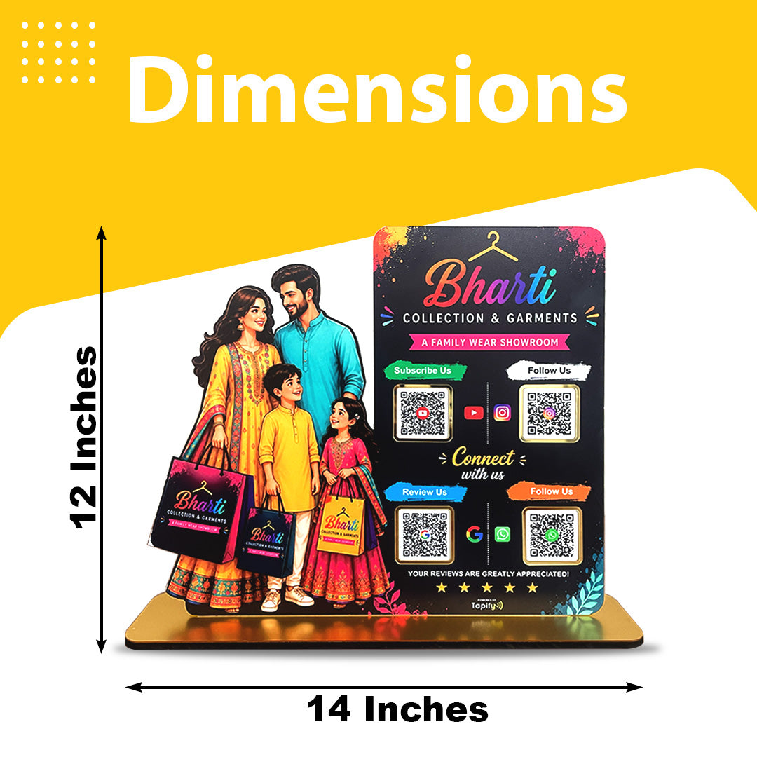 Parents & Kids Cutout Smart NFC - Premium 4 QR Tabletop Standee