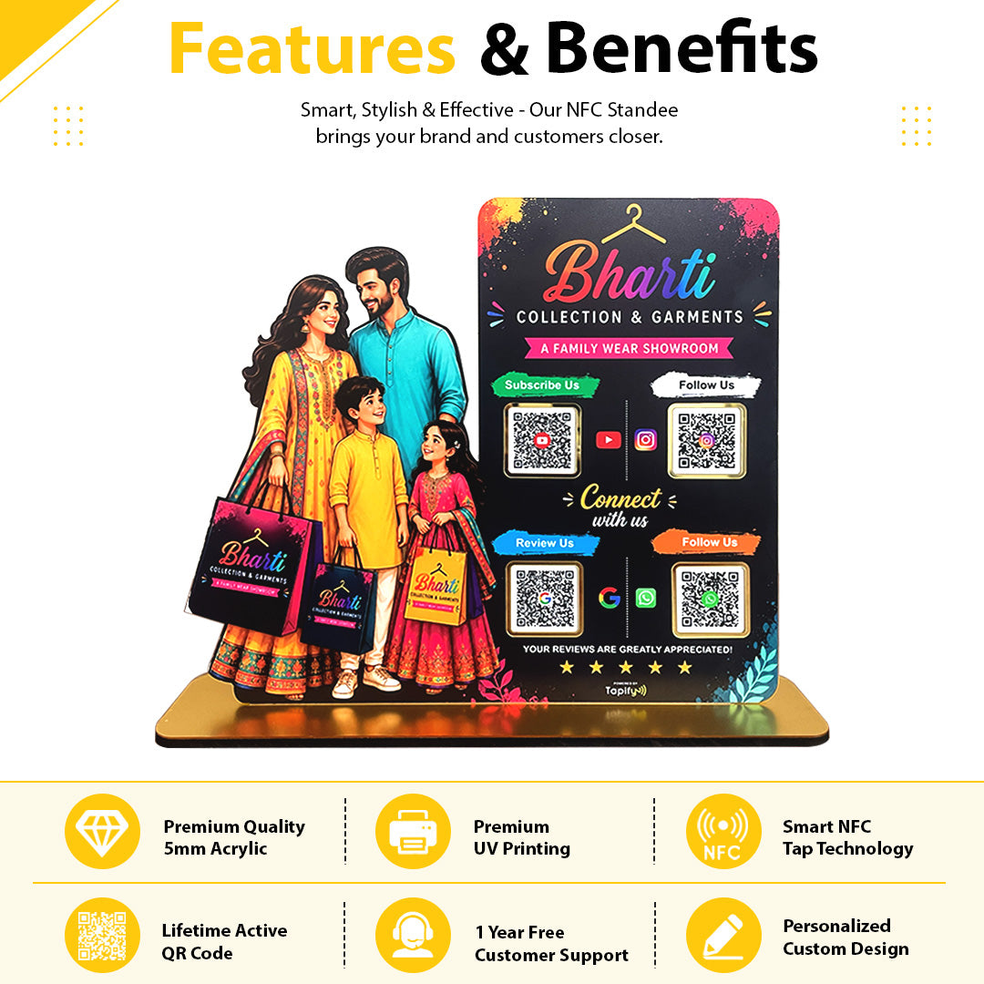 Parents & Kids Cutout Smart NFC - Premium 4 QR Tabletop Standee
