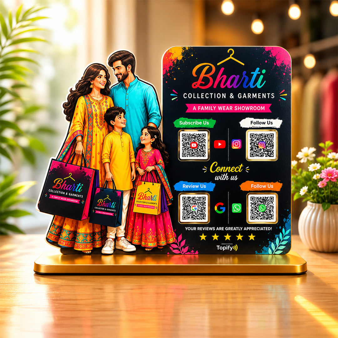 Parents & Kids Cutout Smart NFC - Premium 4 QR Tabletop Standee