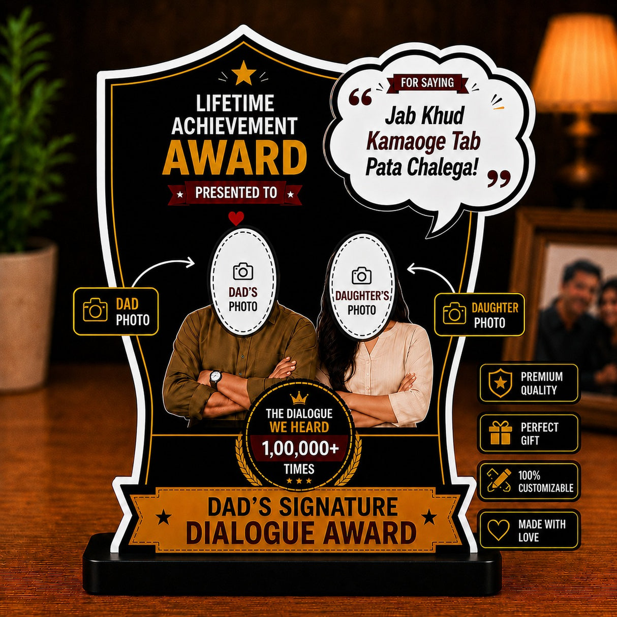 Personalized Dad Dialogue Award – Custom Photo Gift for Father