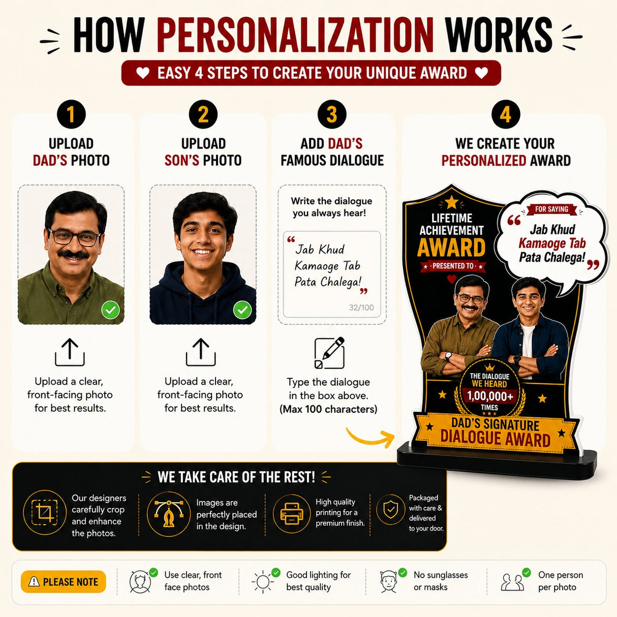 Personalized Dad Dialogue Award – Custom Photo Gift for Father