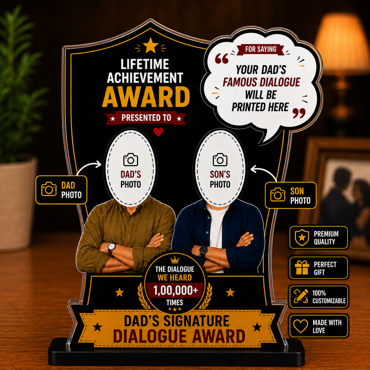 Personalized Dad Dialogue Award – Custom Photo Gift for Father