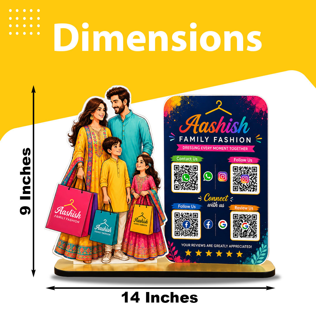 Parents & Kids Cutout Smart NFC - Premium 4 QR Tabletop Standee