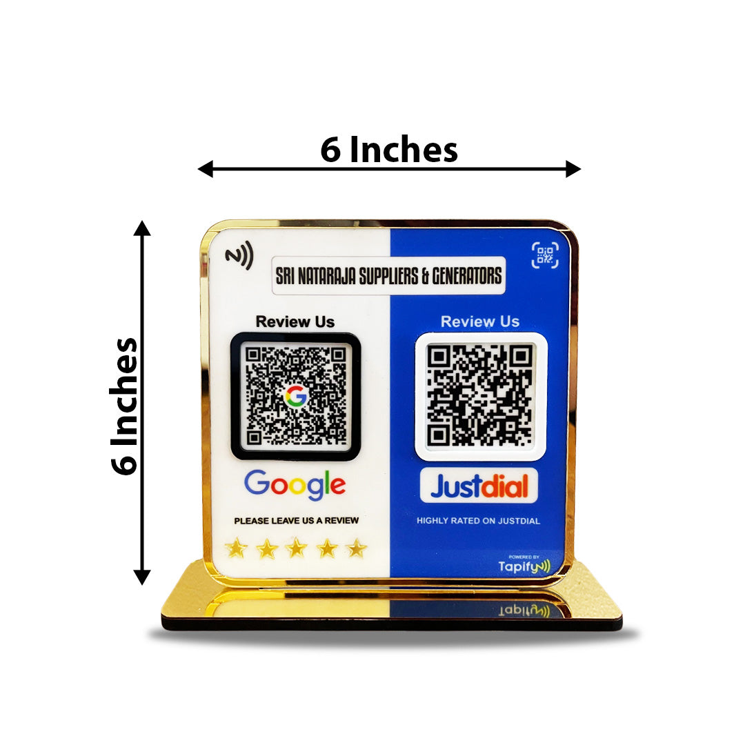 Smart NFC 2-in-1 Premium Standee – Google & Justdial Theme