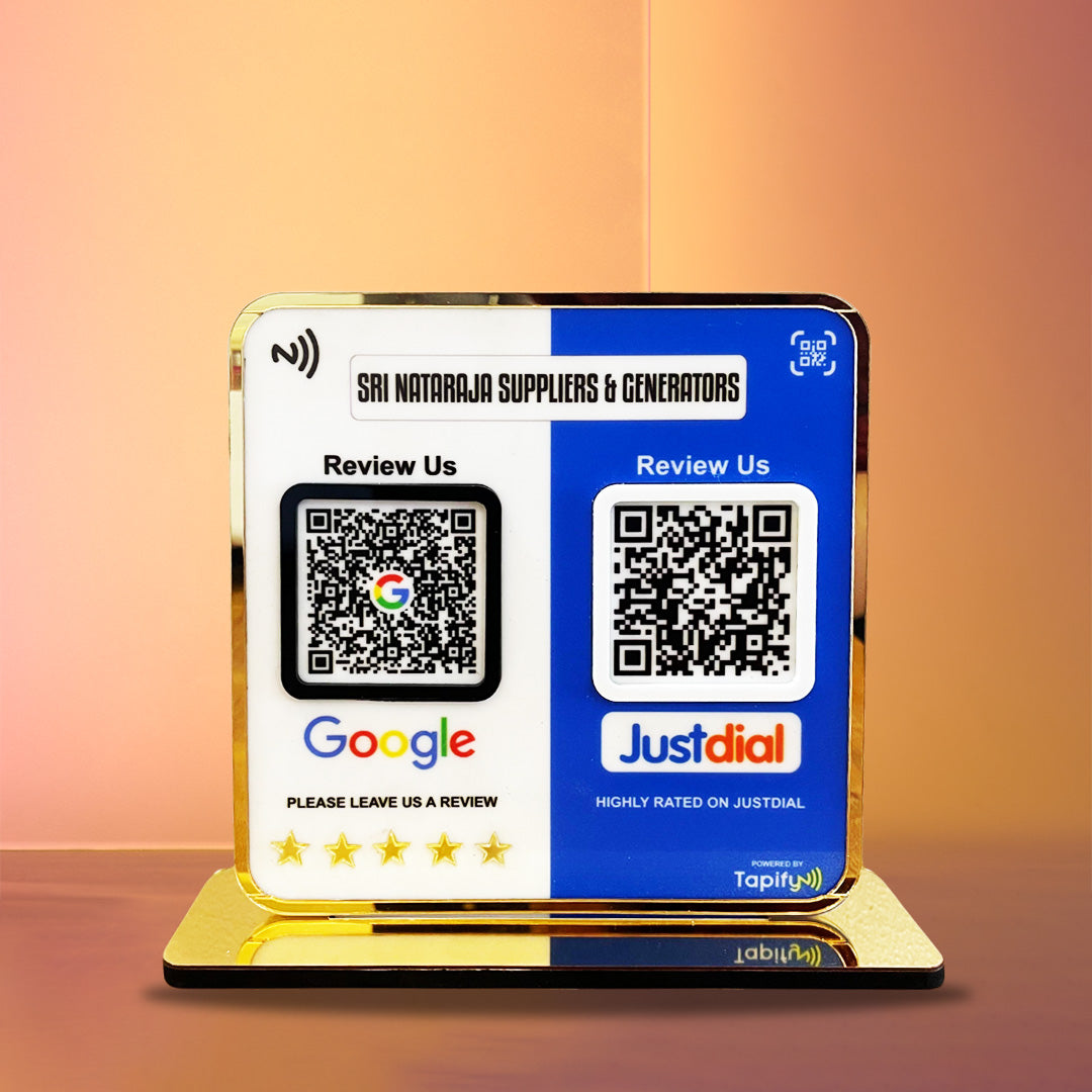 Smart NFC 2-in-1 Premium Standee – Google & Justdial Theme