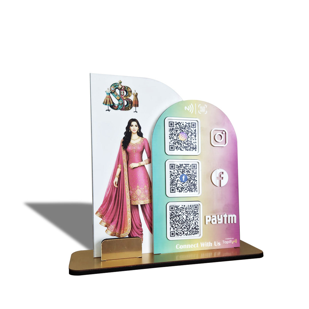 Premium Arch Shaped Smart NFC 3-in-1 in Cutout ( With card Holder ) - Custom With Gradient Theme