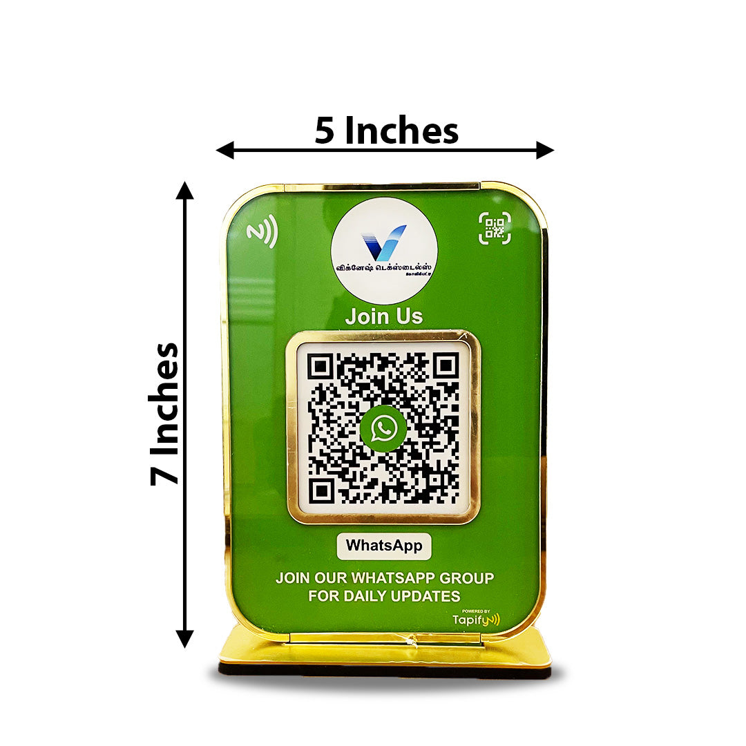 Premium Big Size Smart NFC 1 QR Table Top Standee | Green Colour