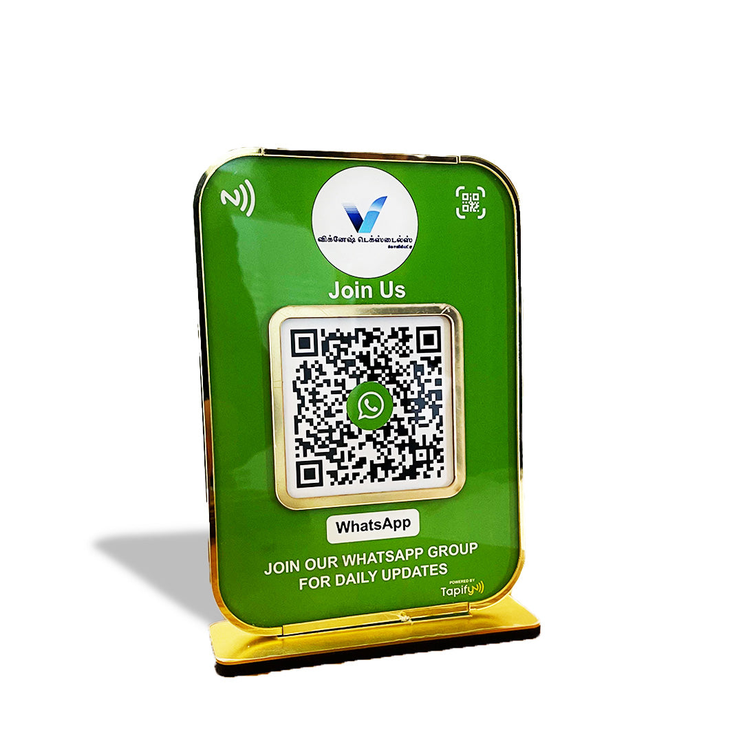 Premium Big Size Smart NFC 1 QR Table Top Standee | Green Colour