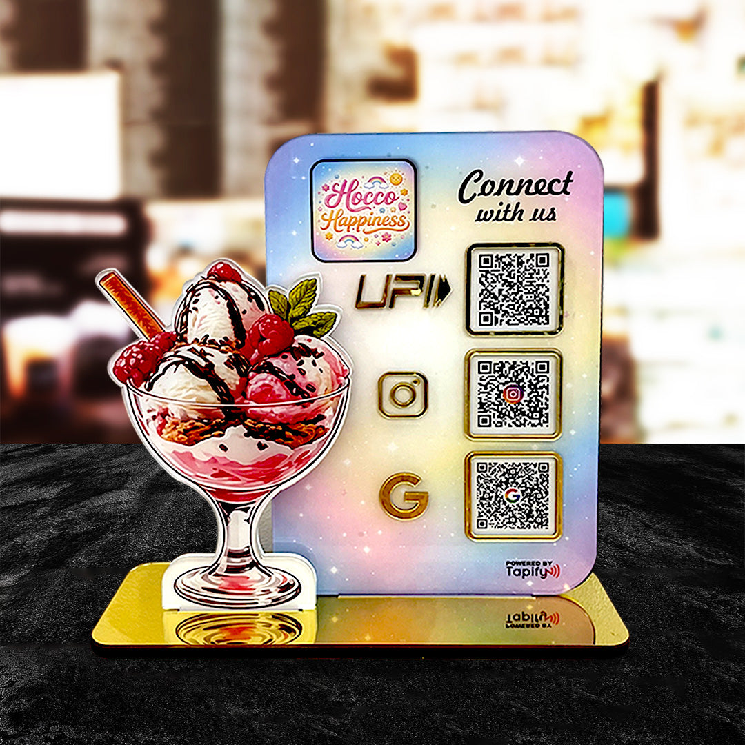 Ice-Cream Shaped Smart NFC 3-in-1 Table Top Standee