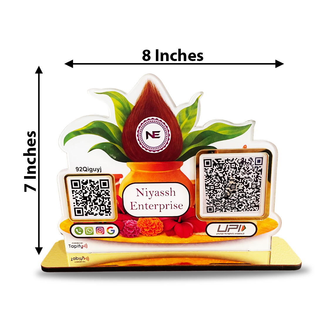 Smart NFC All-In-One + UPI Tabletop Standee For Kalash Shape