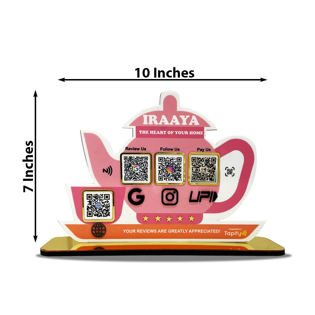 Kettle and Cup Shaped - Smart NFC 4-in-1 Tabletop Standee